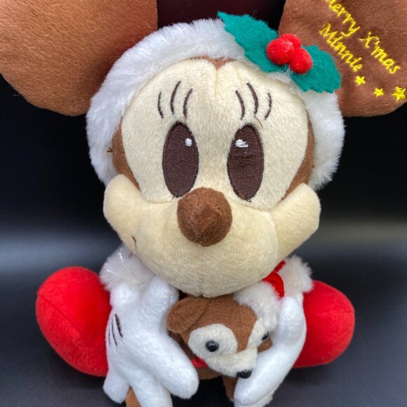 Disney Toys Disney Merry Xmas Minnie Mouse Holding Teddy Bear Plush